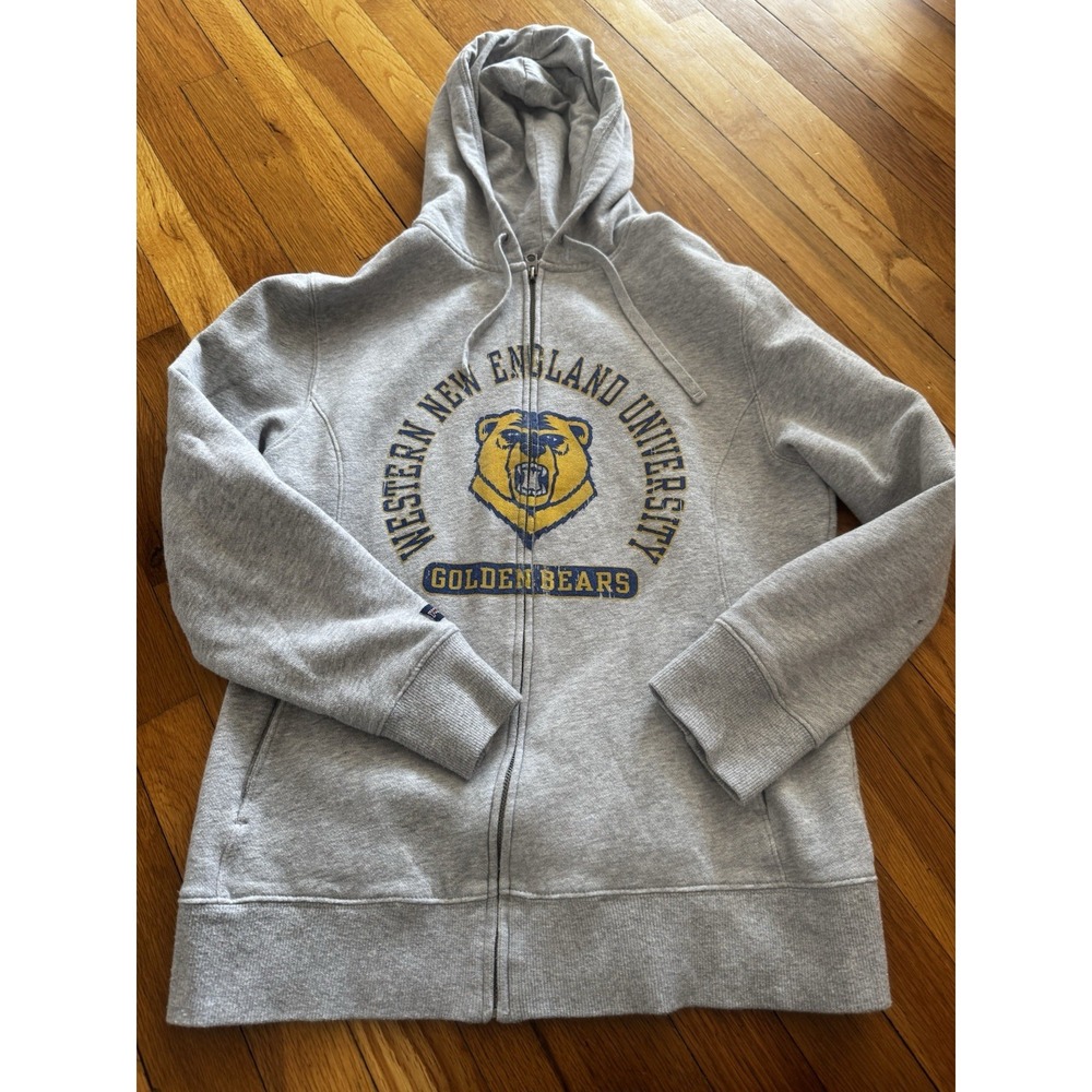 Vintage Jansport Western New England University Gray‎ Zip Hoodie Golden Bears L